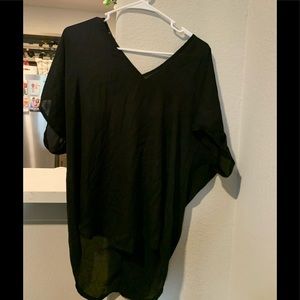 L Black, Longer in the back double V-Neck Shirt